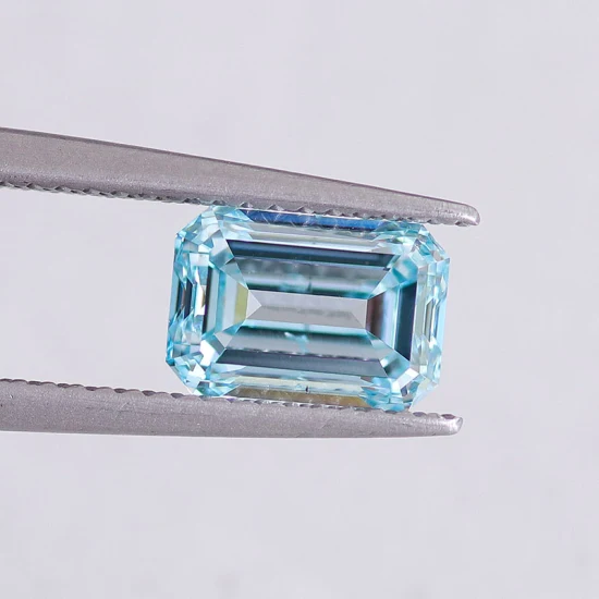 Diamant cultivé en laboratoire CVD bleu 2CT, taille émeraude, couleur fantaisie, excellente coupe avec diamant créé en laboratoire certifié Igi