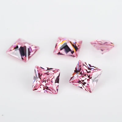 Facettes pierres précieuses en vrac zircon cubique rose taille carrée pierre précieuse